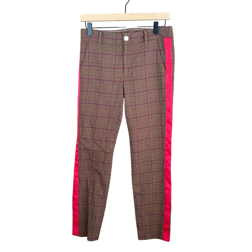Tommy Hilfiger Plaid Stripe Pants 0 XS Tan Brown Red Academia Prep Y2K